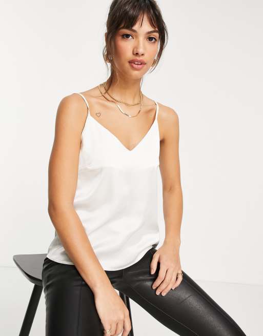 ASOS DESIGN satin cami in Ivory