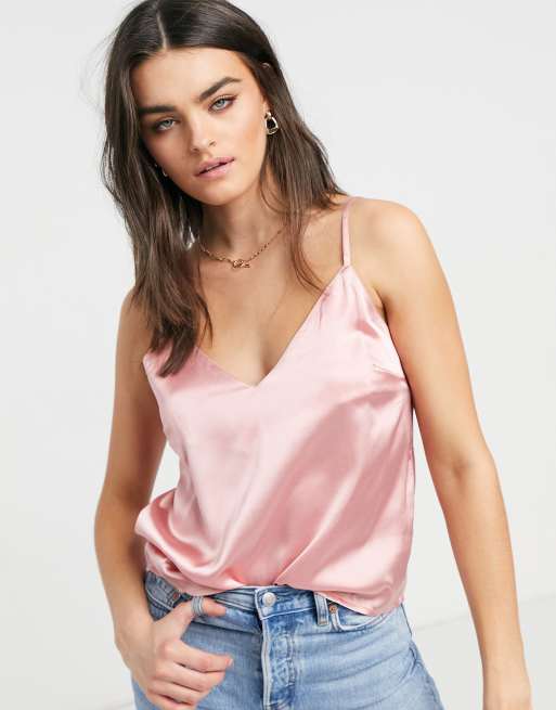 Pink store satin tank