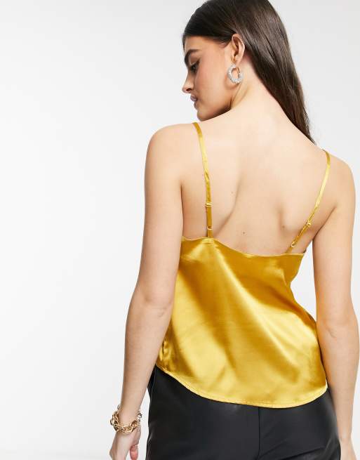 ASOS DESIGN satin cami in ochre