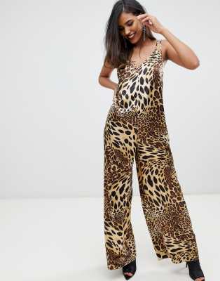 satin leopard print jumpsuit