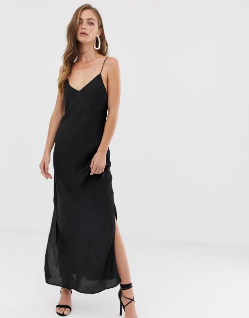 Asos black cheap slip dress