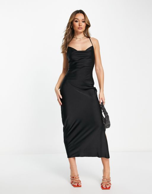 asos black silk dress