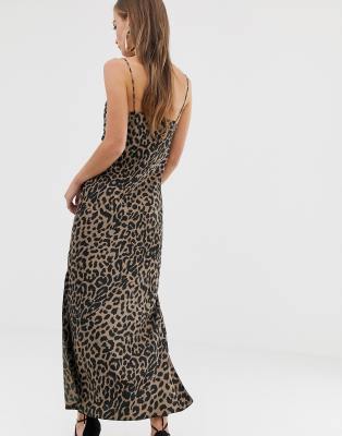 leopard print cami slip dress