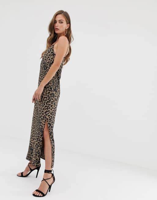 Asos leopard store slip dress