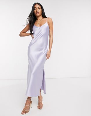 ASOS DESIGN satin cami maxi slip dress in lilac-Purple