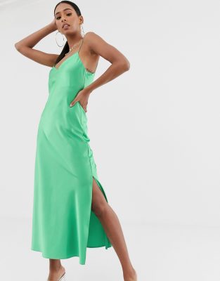 green satin dress asos