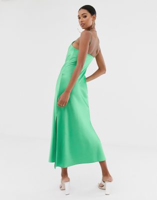 green satin dress asos