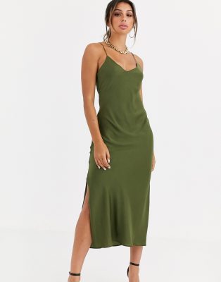 slip dress khaki