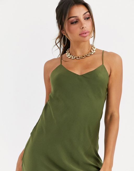 ASOS Cami Maxi Slip Dress in Green