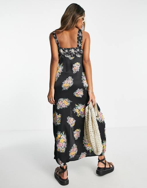 ASOS DESIGN cami midi sundress with pintucks in black