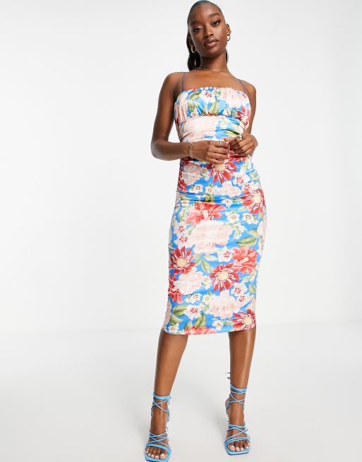 Asos blue store floral midi dress