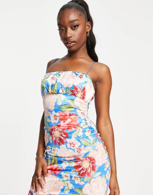 Asos blue shop floral midi dress