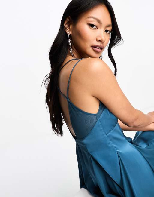 Asos blue satin clearance dress