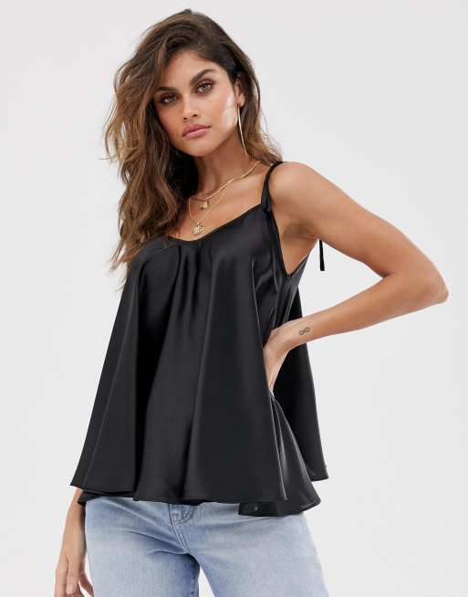 ASOS DESIGN satin cami in Black