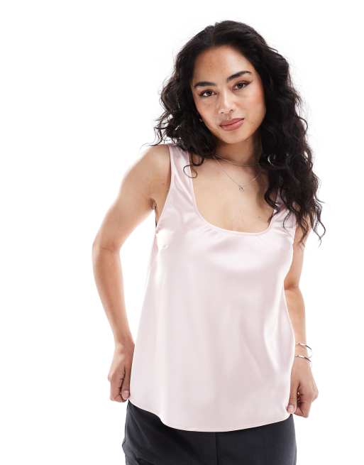 ASOS DESIGN Satin Camisole in Rosa mit Schleife am Rucken