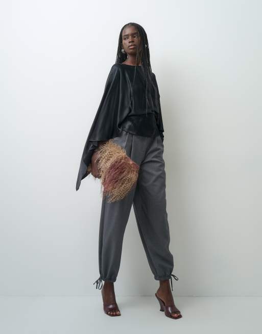 ASOS DESIGN satin cape top in black, 2 of 4