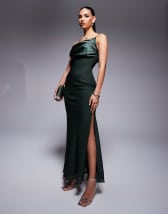 Murci Exclusive square neck sheer lace panel maxi dress in