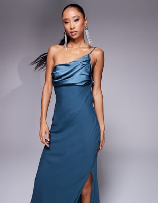 One Shoulder Drape Chiffon Dress