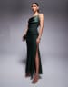 ASOS DESIGN satin chiffon mix draped one shoulder maxi dress