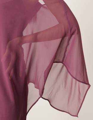 Asos Design Satin Chiffon Mix One Shoulder Mini Dress In Purple