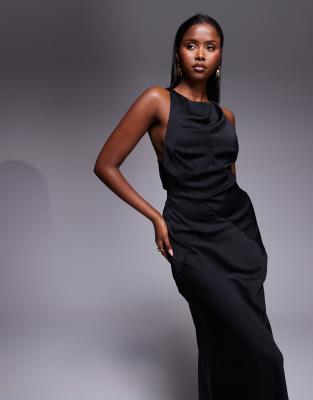 asos design chiffon ruched bodice princess seam maxi dress ASOS DESIGN chiffon ruched bodice princess seam maxi dress in brown and  black plaid