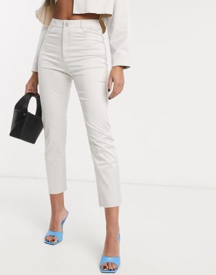 ASOS DESIGN satin cigarette pant with raw hem two-piece - Cream