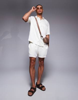 asos ASOS DESIGN satin co-ord in beige
