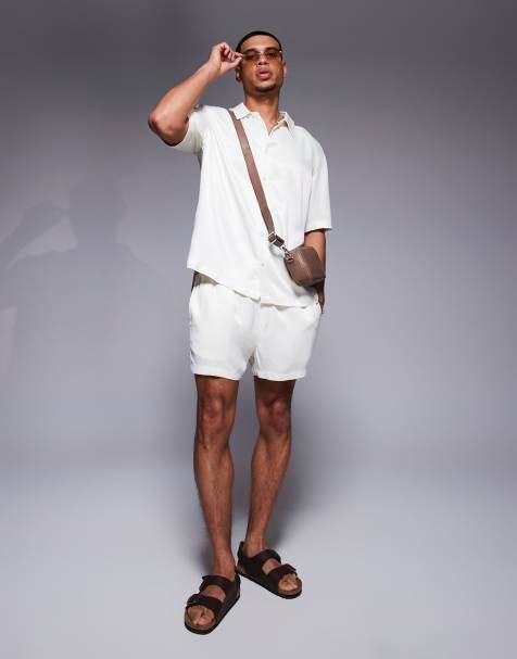 ASOS DESIGN satin co-ord in beige - view 1