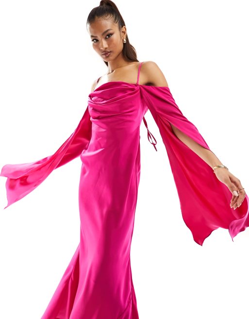 Satin cold shop shoulder dress