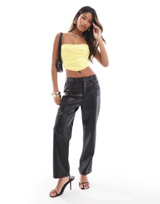 Asos Design Satin Corset Top In Yellow