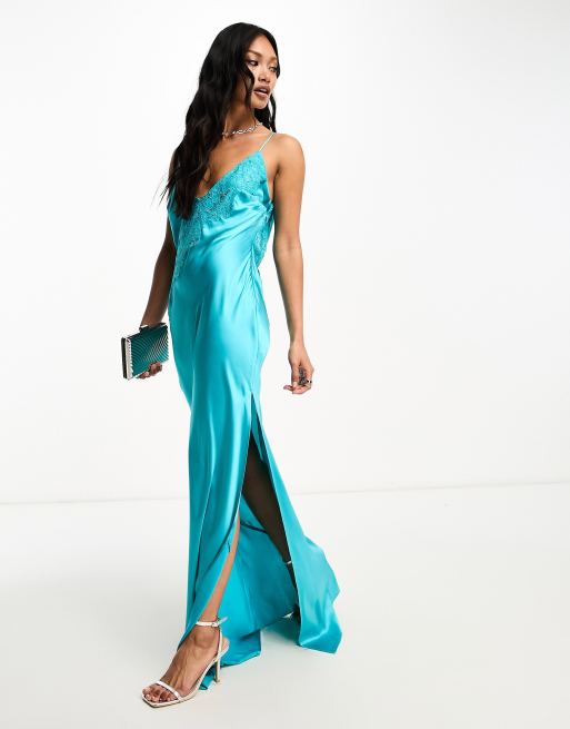 Turquoise hot sale silk dress