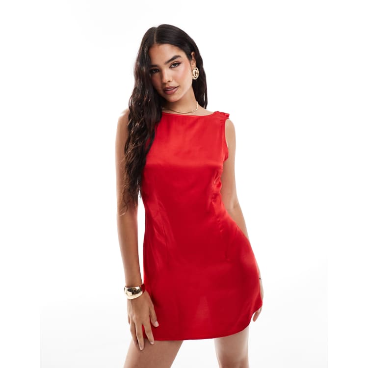 Asos red satin dress online