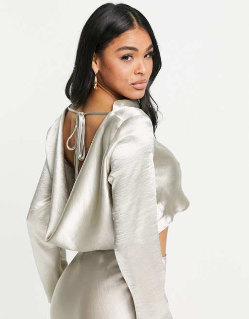 Silver cheap satin top