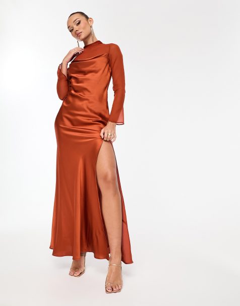 Red Long Satin Dress