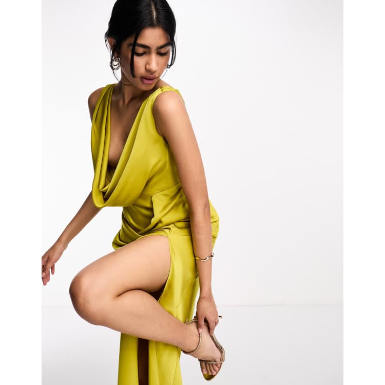 Asos gold cheap maxi dress