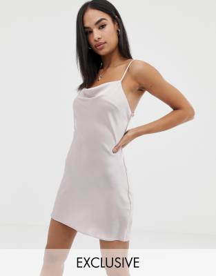 cowl satin slip dress