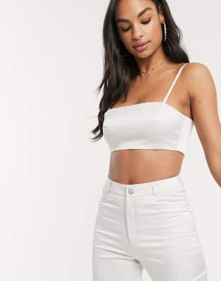 white satin crop top