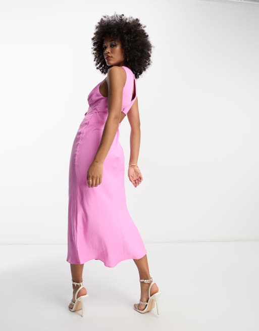 Satin cut out midi dress sale