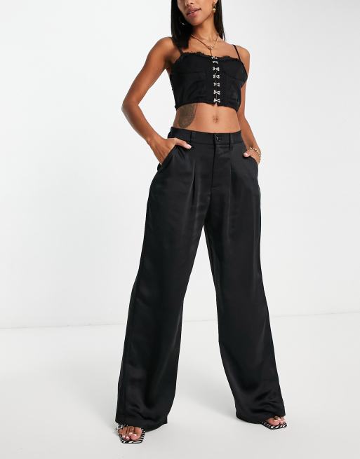 ASOS DESIGN satin wide leg trouser in