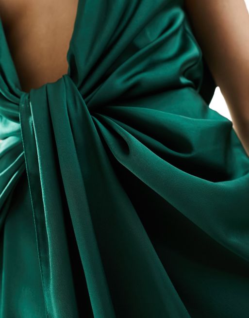 ASOS DESIGN going out deep plunge maxi dress in green