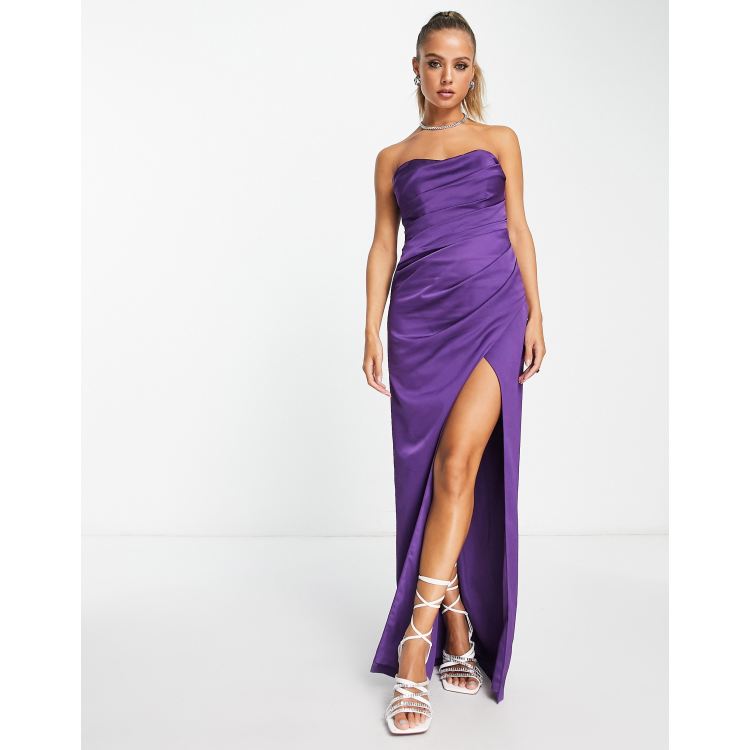 ASOS DESIGN satin high neck drape maxi dress with open back and