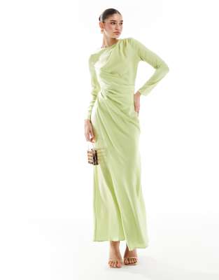AAKAAR Lime Green Drape Dress
