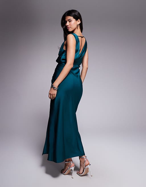 teal maxi dress Vernon Lace in Blue Silk Steel beautiful colors Boho Long Kaftan Dress