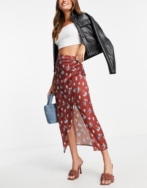 Rust floral 2025 midi skirt