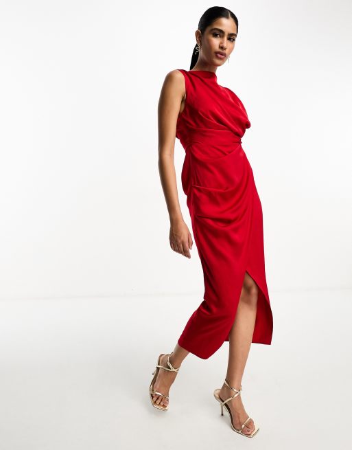 Asos red hot sale silk dress