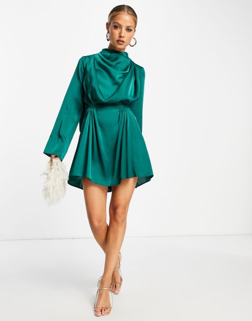 green emerald velvet dress Emerald Isle Satin Dress  Love, Poppy
