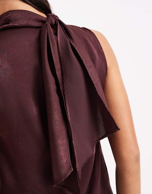 ASOS DESIGN satin drape sleeveless top, 3 of 4