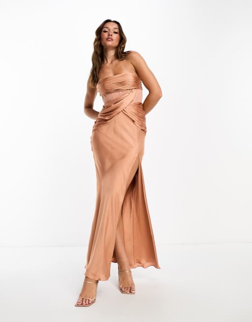 Bandeau Sheer Woven Maxi Dress