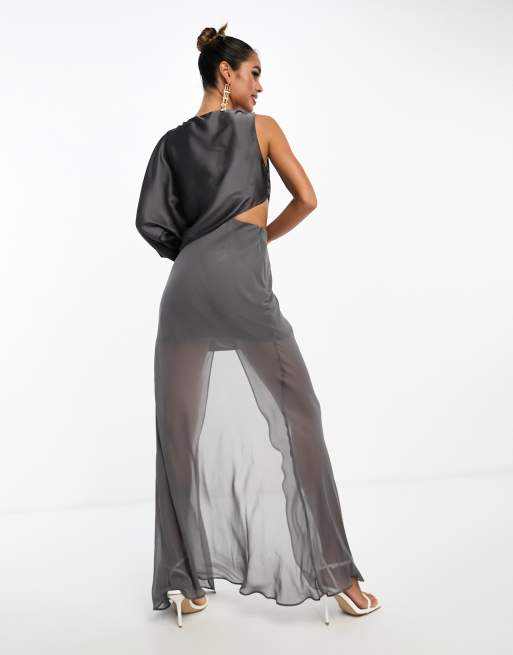 Satin draped outlet maxi skirt