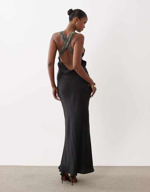 black lace dress off shoulder Quintessa Black Lace Velvet Corset Off Shoulder Gown